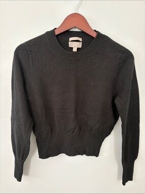 J. Crew Cashmere Cropped Crewneck Sweater - Black